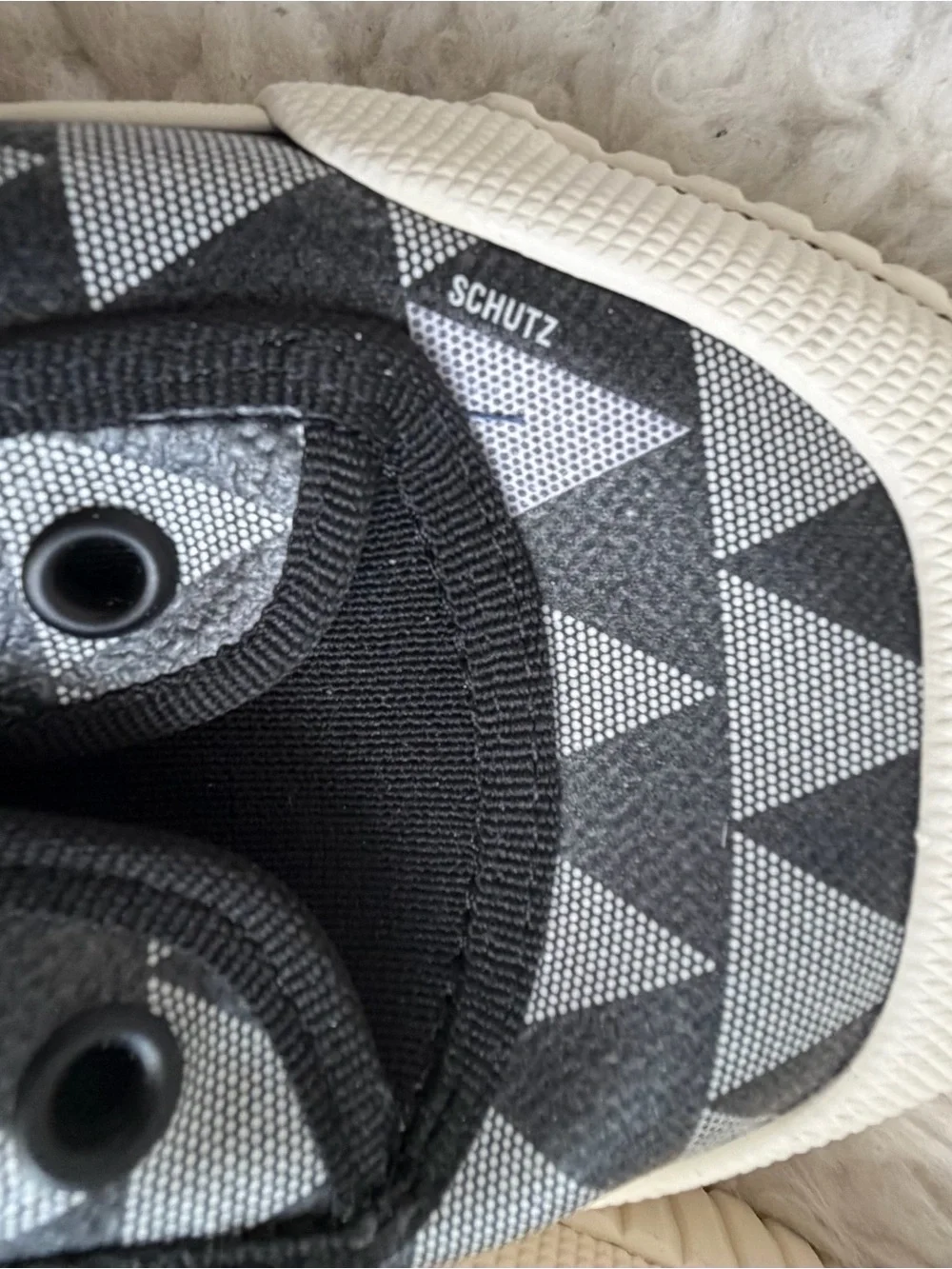 SCHUTZ Black & Gray Geometric Slip-On Sneakers
